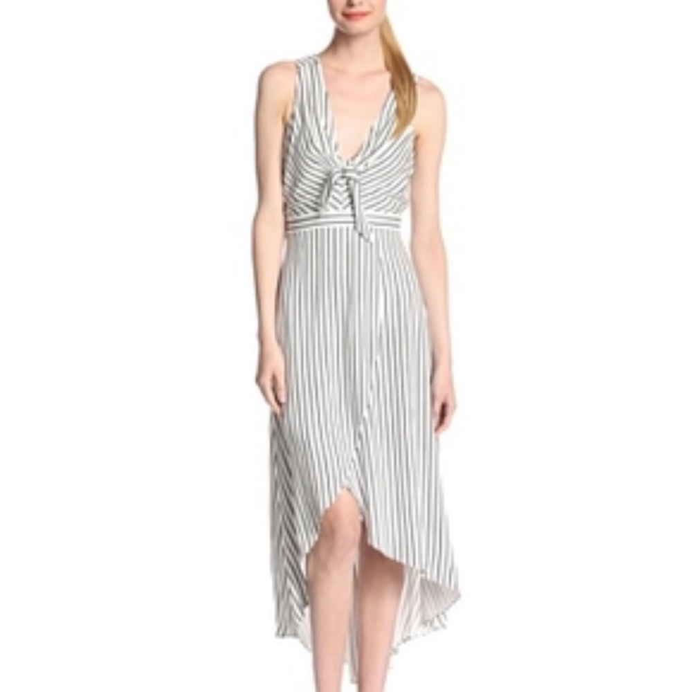BCBGeneration Printed Woven Tie Front Midi Dress